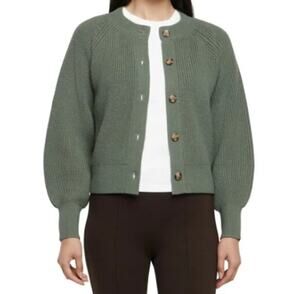 Banana Republic Green Ribbed Balloon Sleeve Cardigan (S)